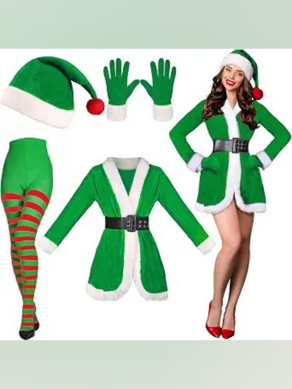 Christmas Santa Elf Costume New Large